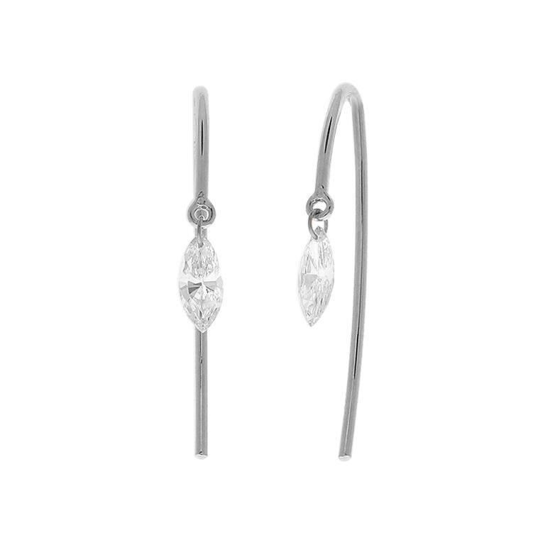 0.24 Carat Total Marquise Diamond Earrings in 14 Karat White Gold