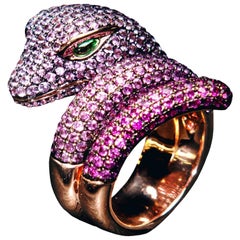 Rosa Van Parys Anaconda Snake 6.39 Carat Pink Sapphire 18 Karat Rose Gold Ring