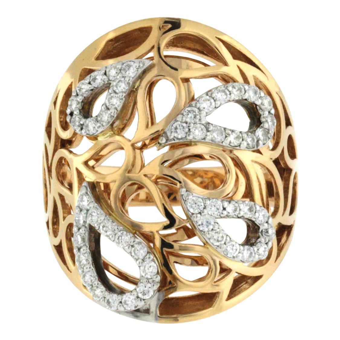 Fancy 0.75 Carat Diamonds in 18 Karat Rose Gold Teardrop Band Ring For Sale