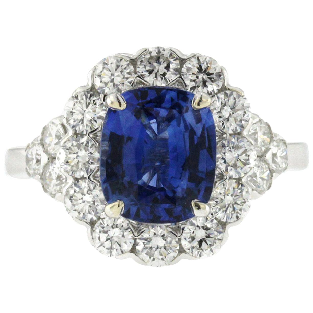 White 3 Ct Ceylon Sapphires & 1.48 Ct Diamonds In 18k Gold Engagement Ring
