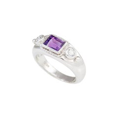 18 Karat Weißgold Amethyst-Diamantring