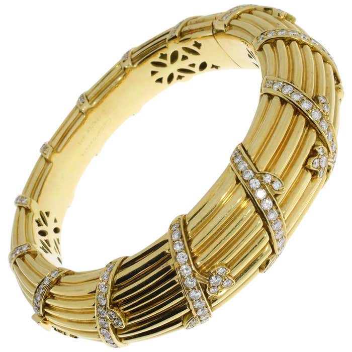 Cartier Diamond Gold Bangle Bracelet at 1stDibs | master kappu, cartier ...