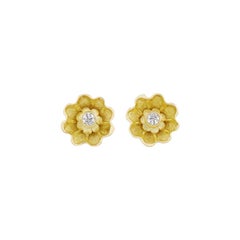 18 Carat Yellow Gold Diamond Stud Earrings