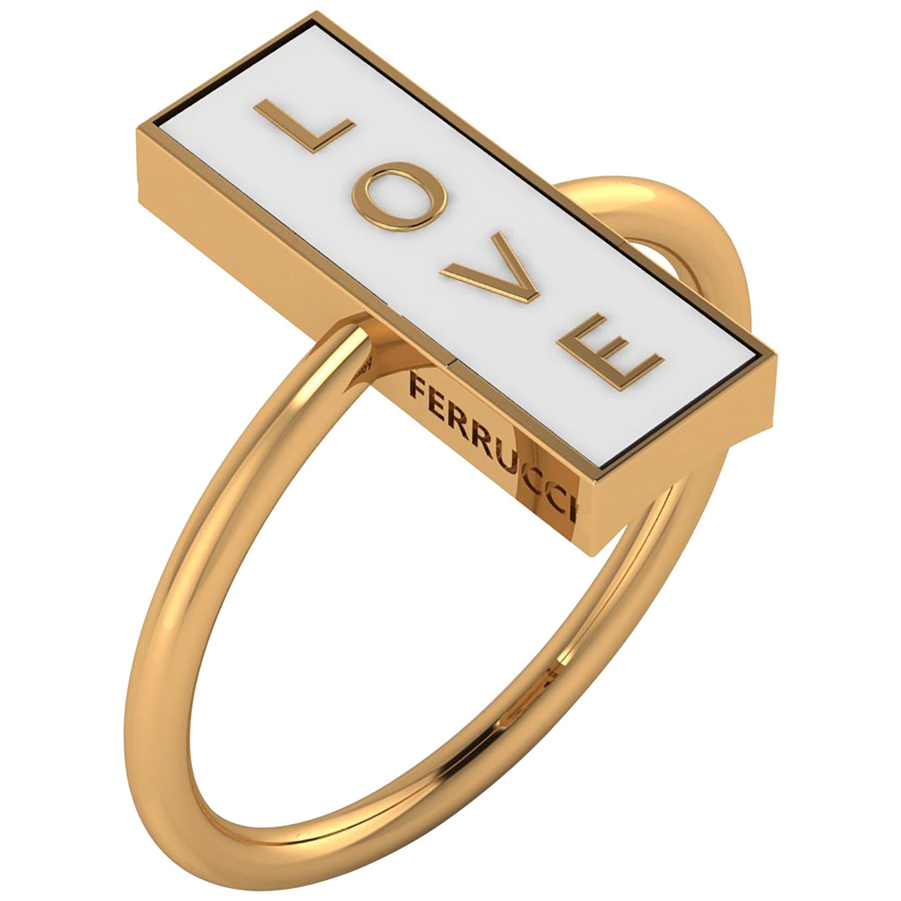 18 Karat Gold Forever Love in Weiß Ring Ferrucci