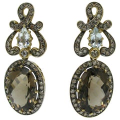 2.25 Carat Diamond Topaz Smoky Quartz Earrings Estate of Writer Jackie Collins