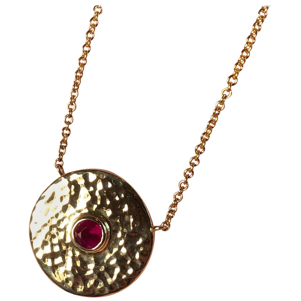 Ruby and 18 Karat Gold Pendant Necklace