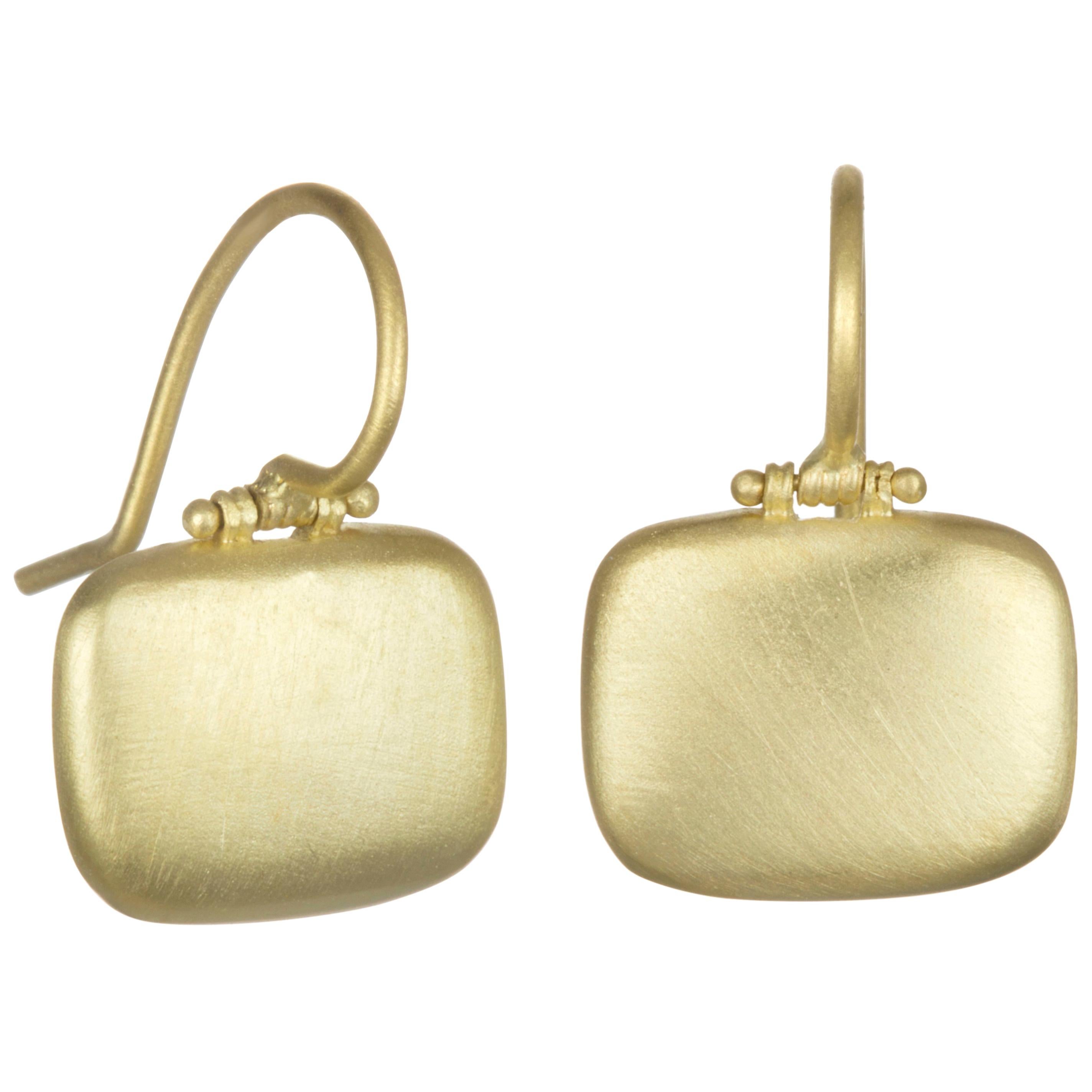 Faye Kim 18 Karat Gold Chiclet Earrings For Sale