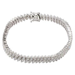 Contemporary 18 Karat White Gold White Diamond Two Rows Bracelet