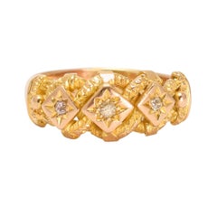 Antique Victorian Diamond Curb-Link Keeper Ring