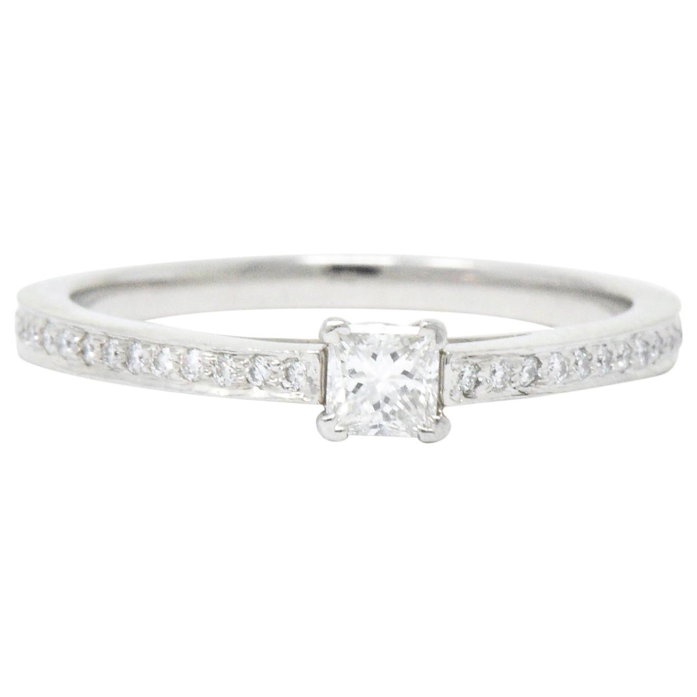 Tiffany & Co. 0.32 Carat Princess Cut Diamond Platinum Engagement Ring