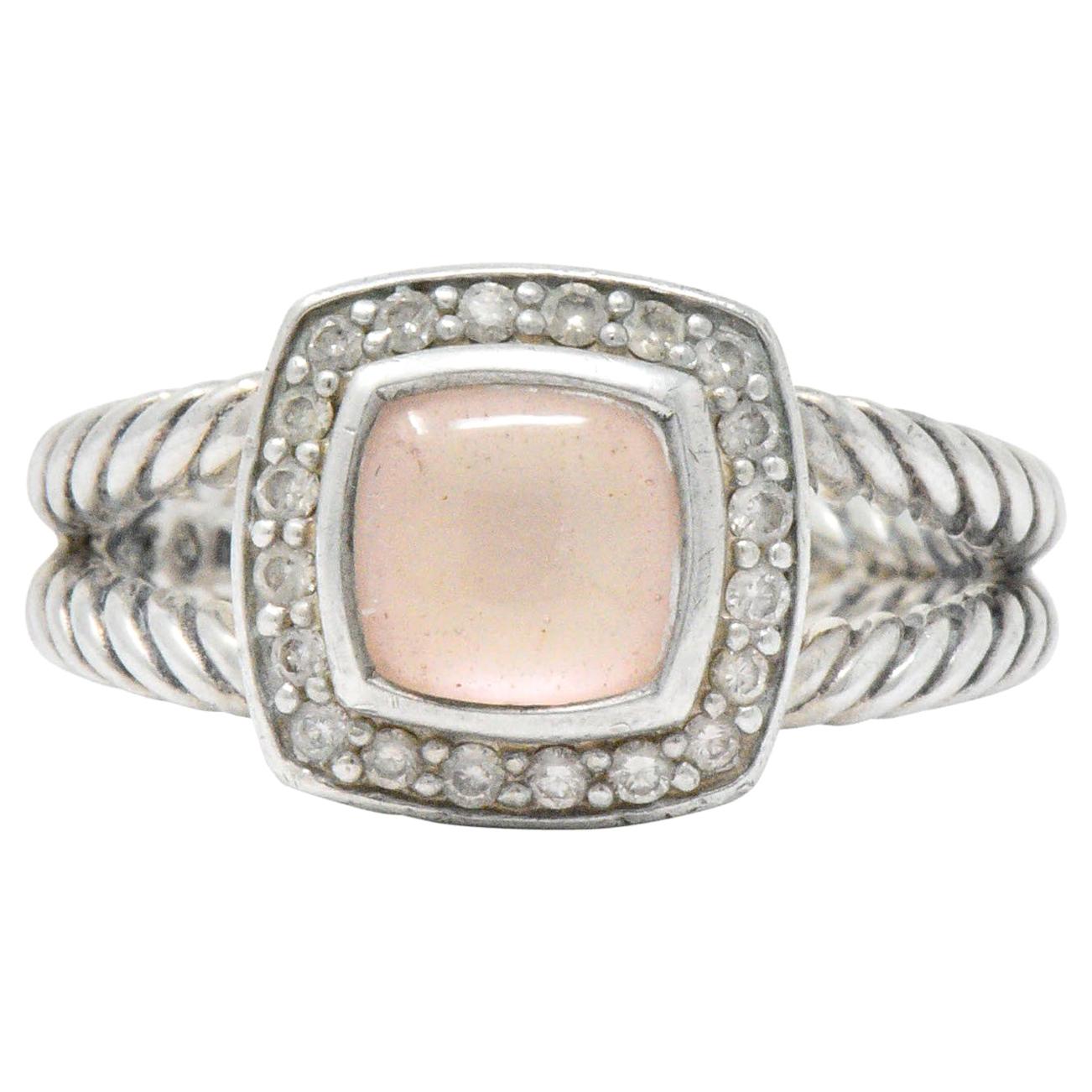 David Yurman Diamond Pink Mother of Pearl Sterling Silver Albion Ring