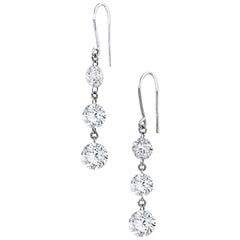 3 Carat Total Dazzling Diamond Drop Earrings Handcrafted in 14 Karat White Gold