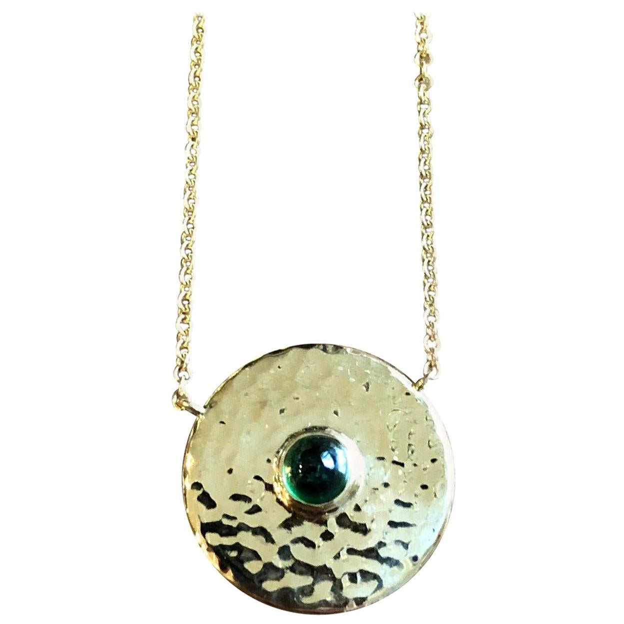 Tsavorite and 18 Karat Gold Pendant Necklace For Sale