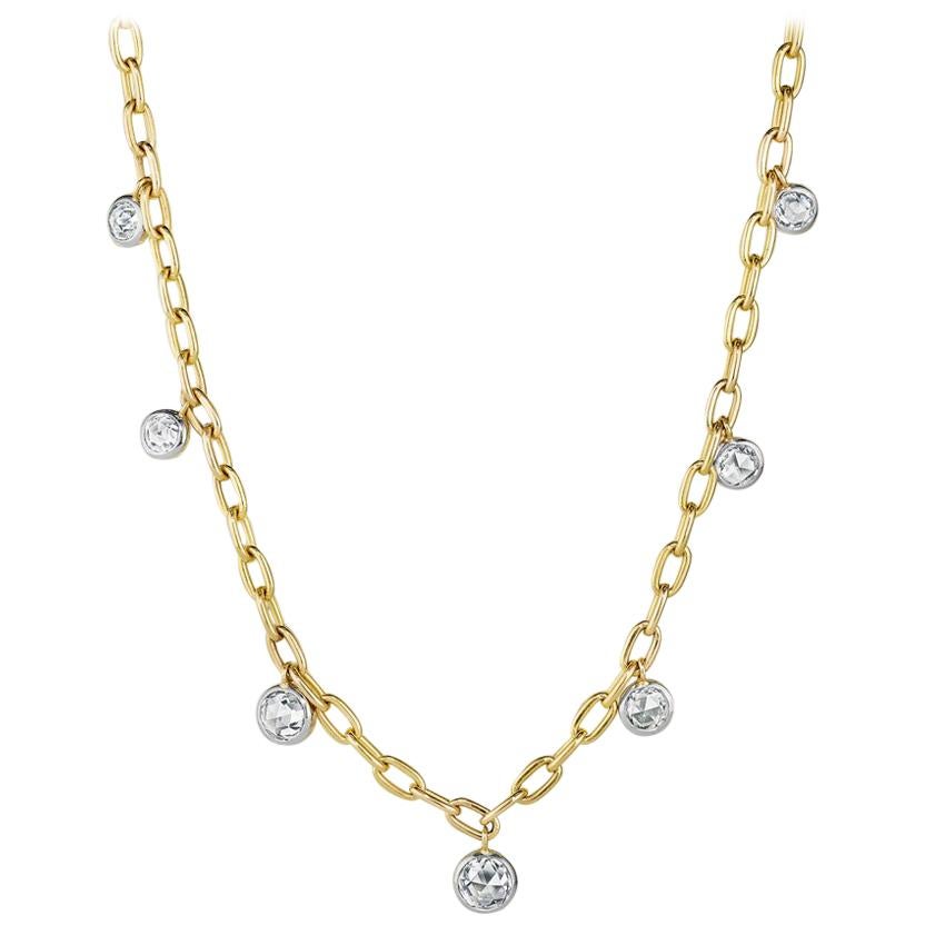 1.86 Total Carat Weight Rose Nouveau Diamond and 18 Karat Gold Choker Necklace