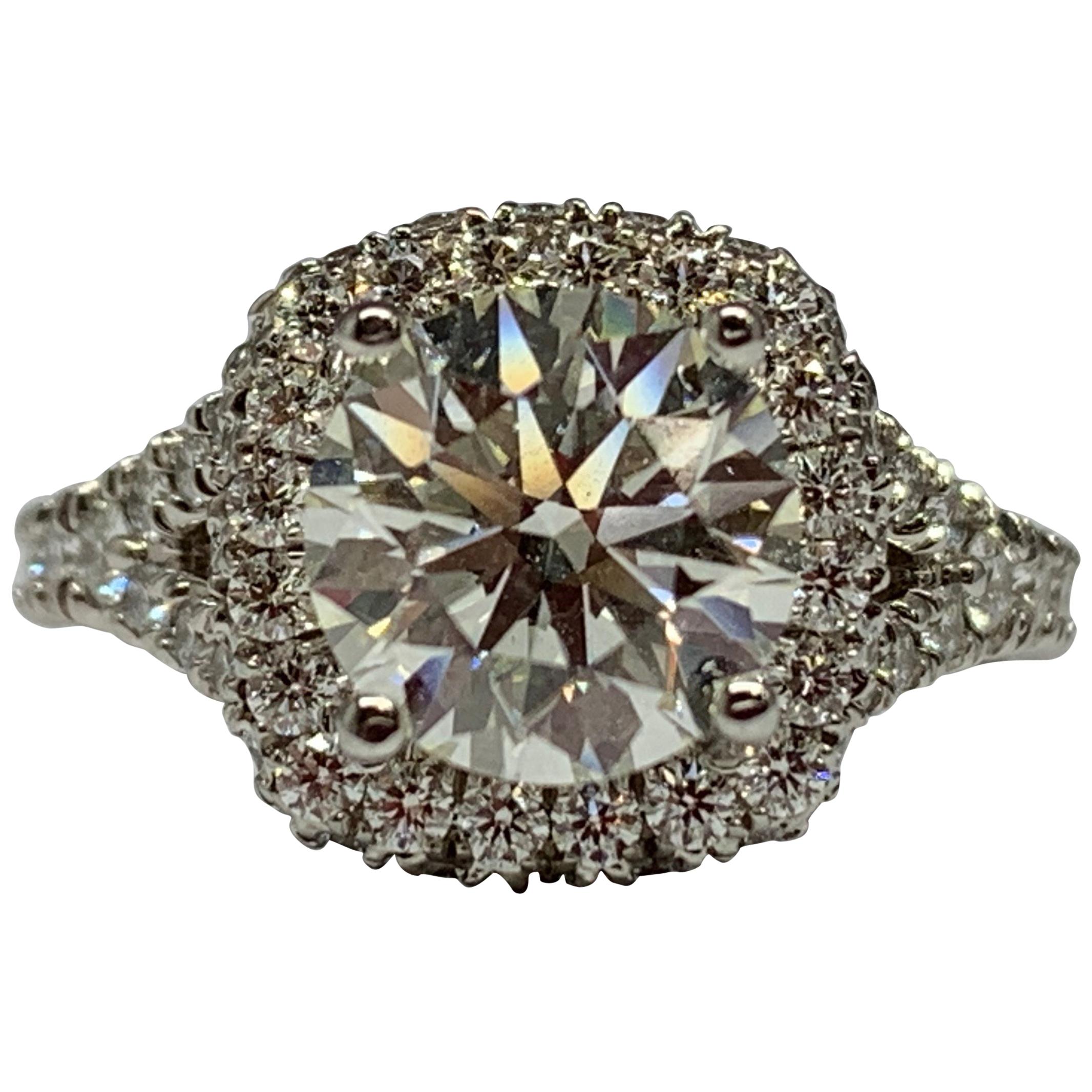 Hearts on Fire 18 Karat White Gold 2.92 Carat Total Weight Diamond Ring