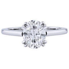 GIA Certified 1.60 Carat Oval Cut Diamond Platinum Ring