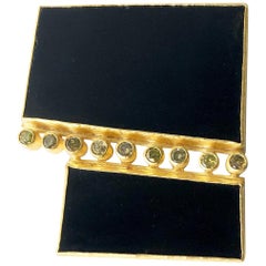 Petra Class 18 Karat Gold Onyx Contemporary Artisan Pendant Brooch