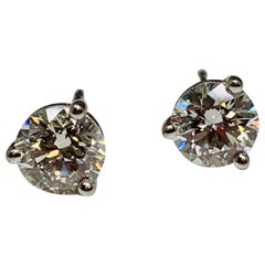 Hearts on Fire 18 Karat White Gold 1.50 Carat Total Weight Diamond Stud Earrings