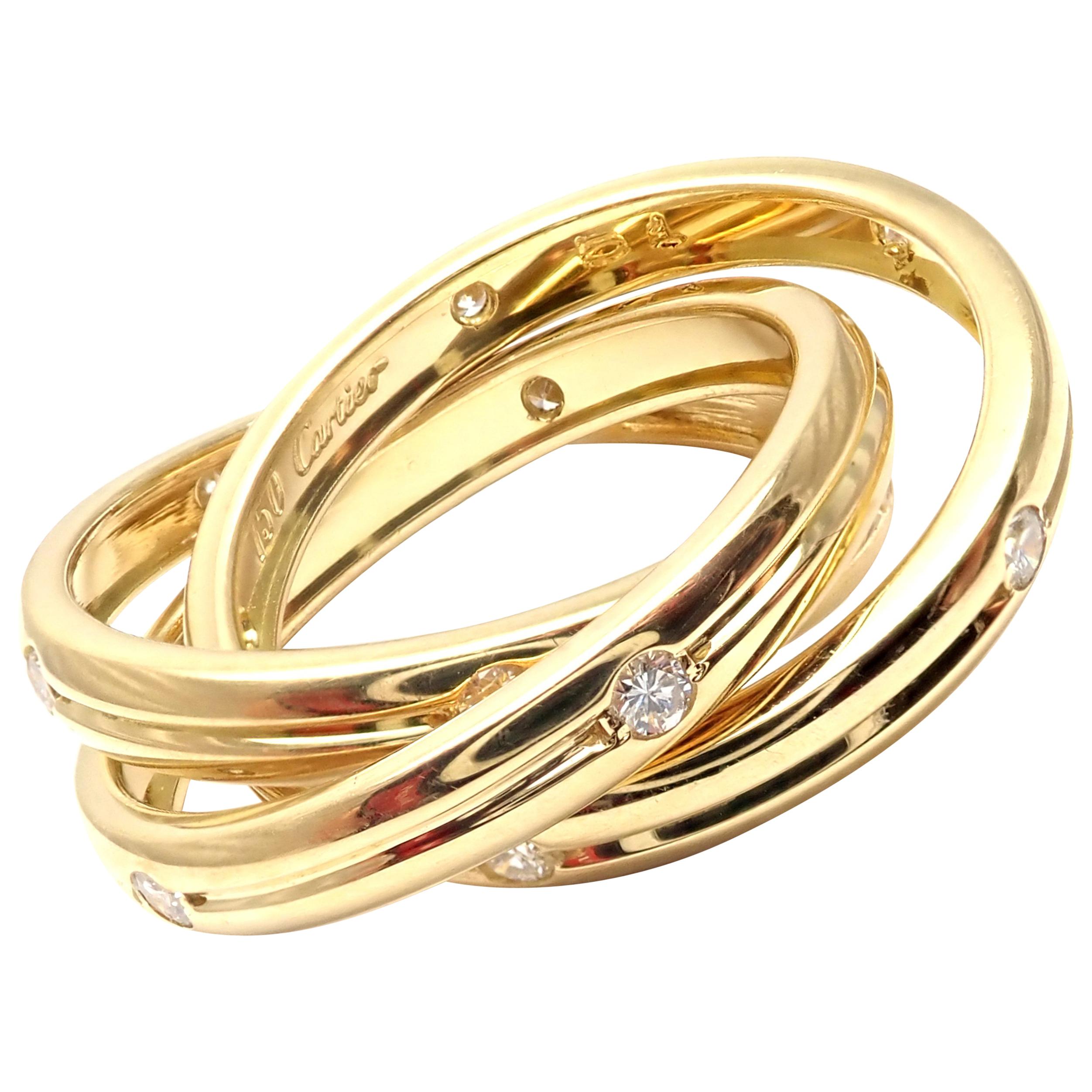 Cartier Diamond Yellow Gold Trinity Band Ring