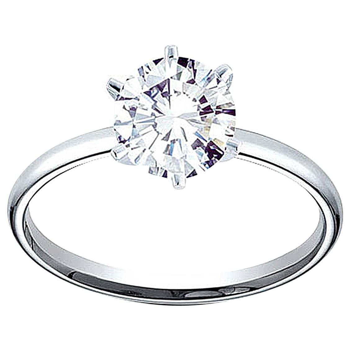 GIA Round Brilliant Cut Diamond Engagement in Platinum 950 Setting For Sale