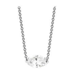 0.15 Carat Marquise Diamond Necklace in 14 Karat White Gold