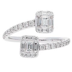 0,82 carati di diamanti taglio baguette. Anello di fidanzamento Contrarie Made in Italy
