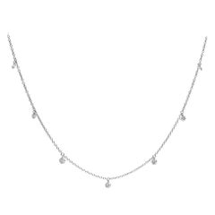 18 Karat White Gold Chain Necklace with Seven Nude Diamonds Charms