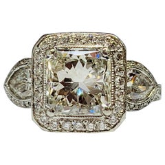 JB Star Platinum 3.70 Carat Total Weight Radiant Cut Diamond Engagement Ring