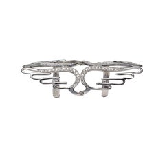 4 Wings Articulated Gold Ring with White Diamonds