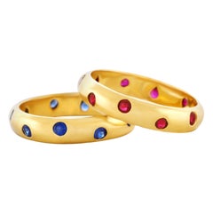 Pair of Tiffany & Co. Etoile Rings, All Sapphire and All Ruby