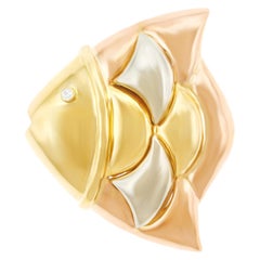 Bulgari "Naturalia" Fish Broche en or