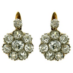 Victorian Diamond Gold Cluster Earrings