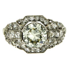 Art Deco 4 Carat Diamond Gold Ring