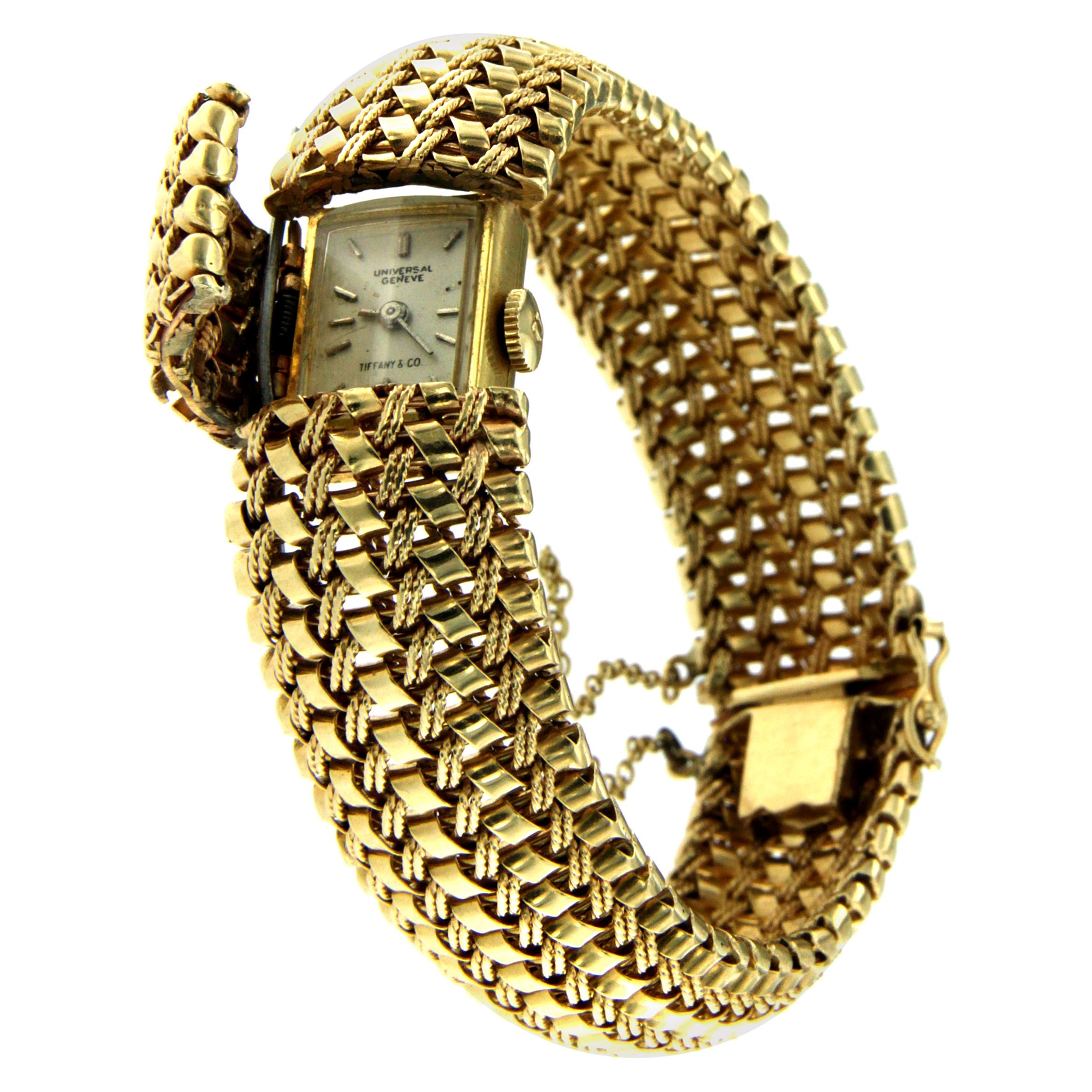 Tiffany & Co Ladies Yellow Gold Bracelet Watch
