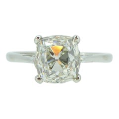 2.24 Old Mine Cut Diamond circa 1890s, Solitaire Design Ring in Platinum