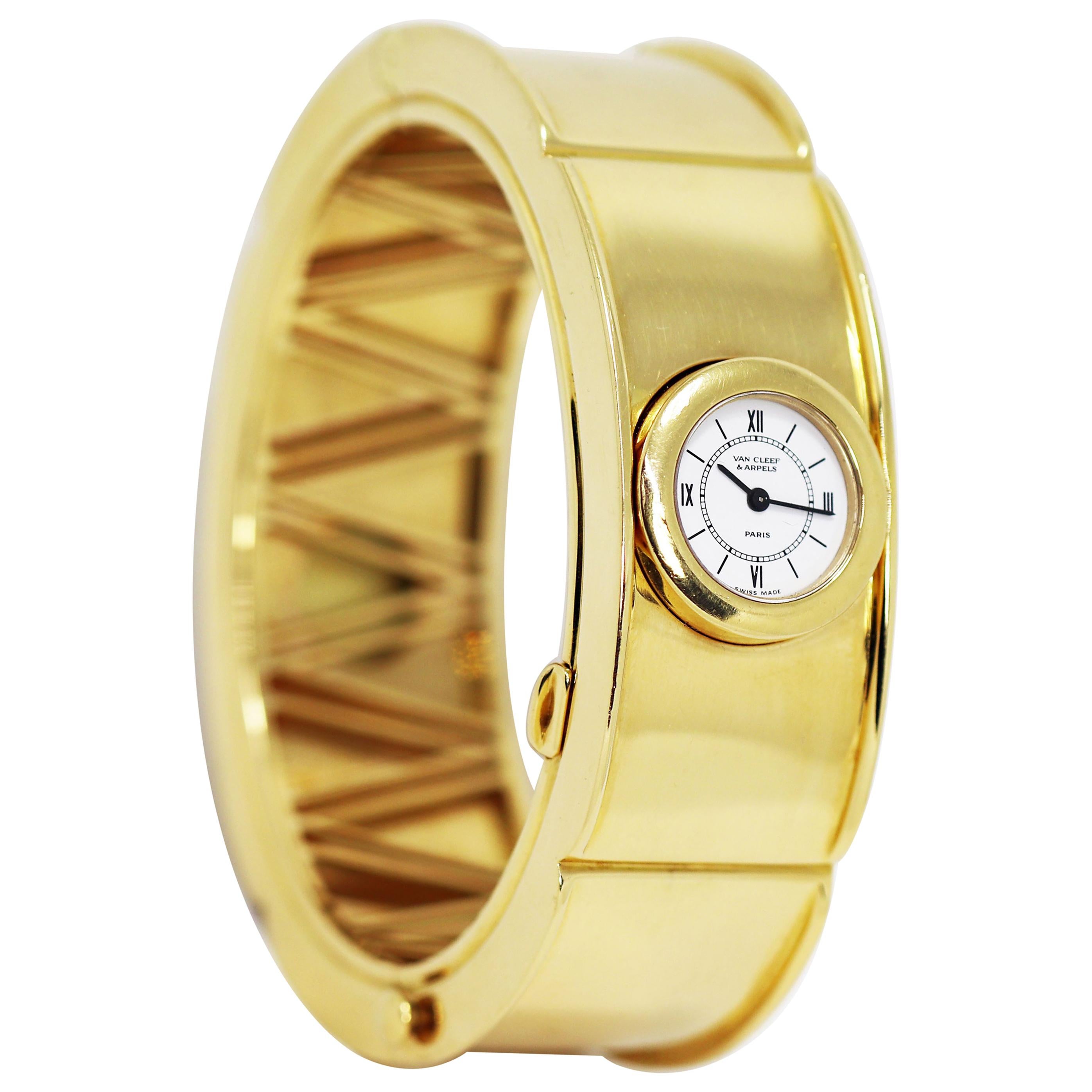 Vintage Van Cleef & Arpels 18 Carat Yellow Gold Bangle Watch