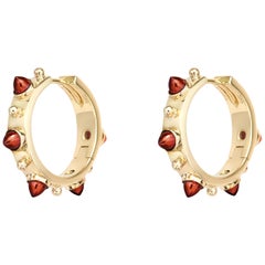 Dubini Punta di Diamante Cabochon Granat 18 Karat Gold Ohrringe mit Creolen