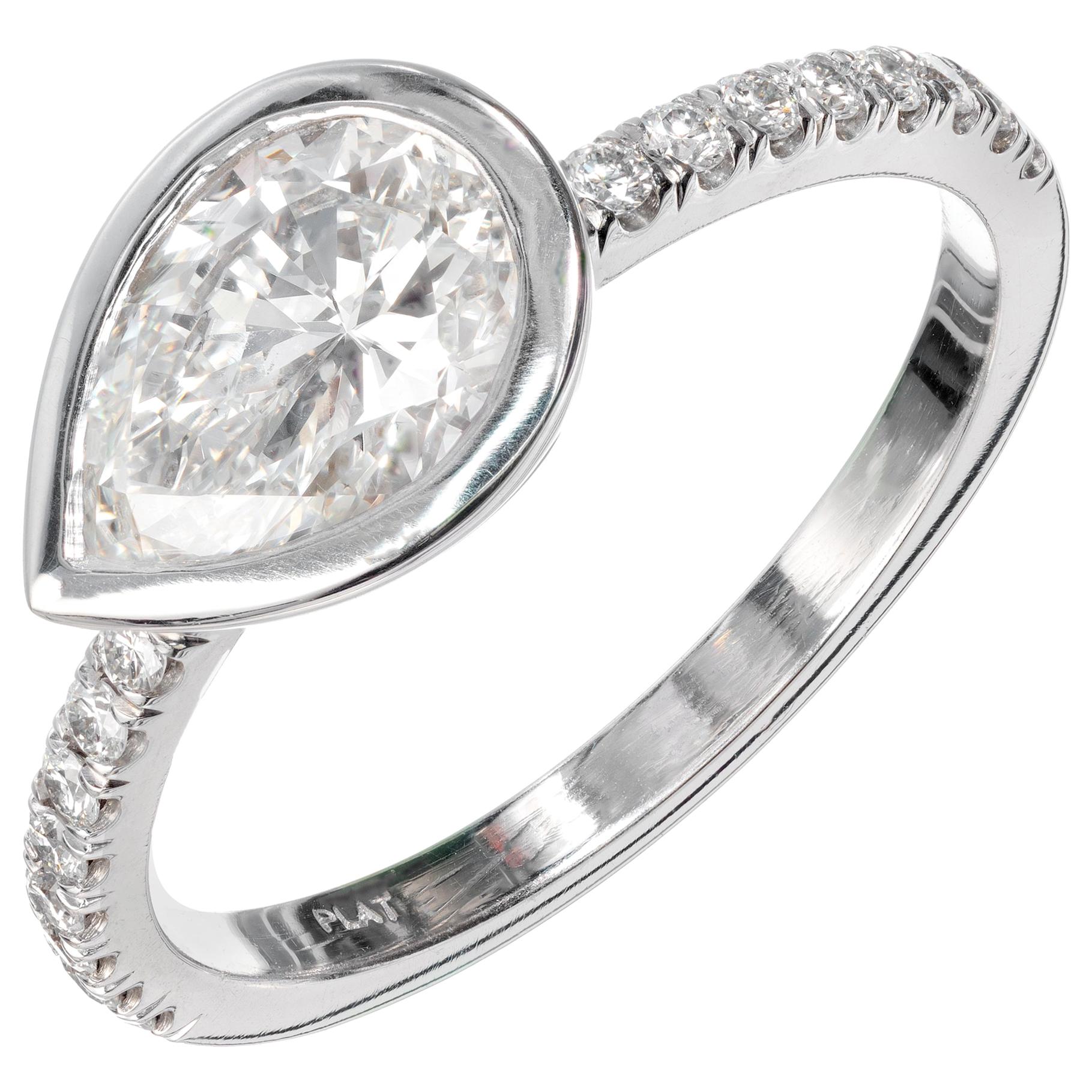 Peter Suchy GIA Certified 1.27 Carat Diamond Platinum Engagement Ring For Sale