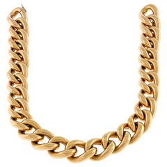 18 Karat Rose Gold Figaro Tubular Chain Necklace