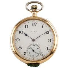 Elgin Open Face 14 Karat Yellow Gold Retro Pocket Watch Gr 315 12s 15 Jewel