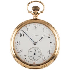 Elgin Montre de poche ancienne à cadran ouvert en or 14 carats Gr 364 12S 15J 1910