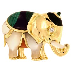 Asch Grossbardt 18 Karat Yellow Gold Elephant Brooch