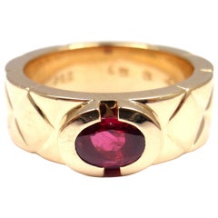 Vintage Chanel Matelasse Ruby Yellow Gold Band Ring