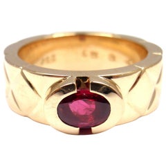 Chanel Matelasse Ruby Yellow Gold Band Ring