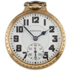 Hamilton Open Face Gold Filled Antique Pocket Watch Grade 992E 21 Jewel