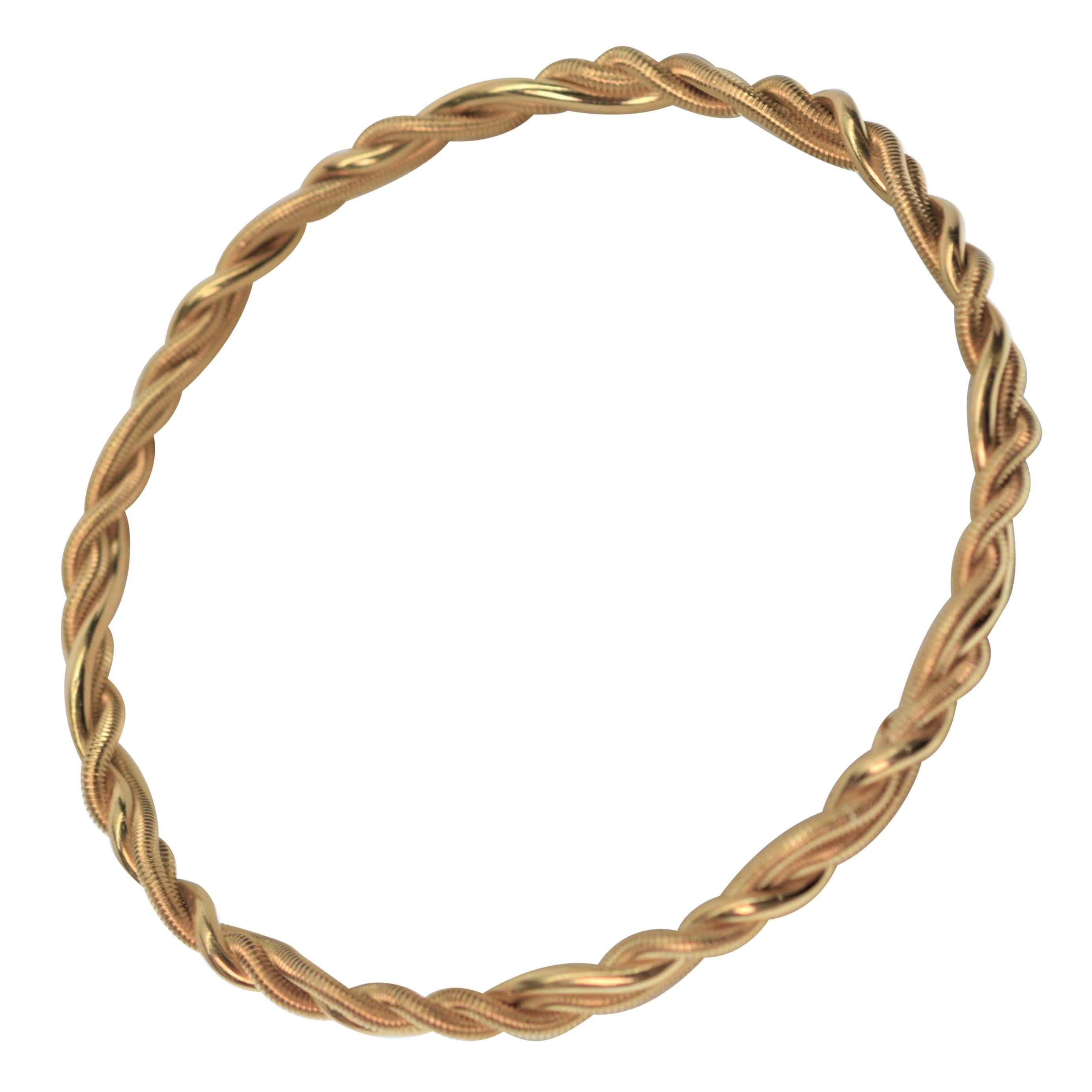 Tiffany 18K Yellow Gold Rope Bangle Bracelet