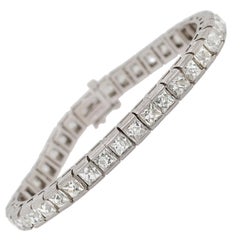 Contemporary French Cut Diamond Line Bracelet 20.00 Carat