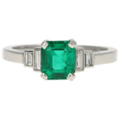 Platinum 1.28 Carat Columbian Emerald GIA Certified