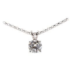 Classic 18 Karat White Gold Solitaire  Diamond Pendant GIA Certified 