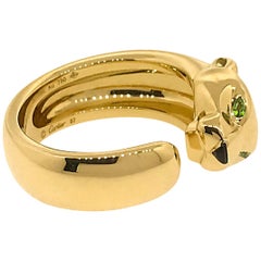 Cartier 18 Karat Yellow Gold Panthere De Cartier Onyx and Tsavorite Garnet Ring